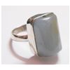 Image 1 : NATURAL 40.5 CTW CALCEDONIA EMERALDCUT RING .925 STERLI