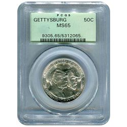 Certified Commemorative Half Dollar Gettysburg MS65 PCG