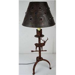 Rustic Elk and Copper Lamp