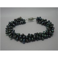 170CTW BLACK 3-STRANDS PEARL BRACELET