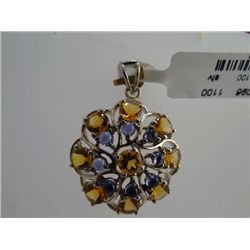 30.50 CTW CITRINE AND LOLITE PENDANT .925 STERLING SILV