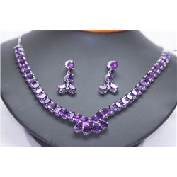 166.51 CTW AMETHYST NECKLACE AND EARRING SET .925 STERL