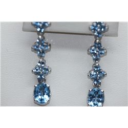 37.50 CTW BLUE TOPAZ EARINGS .925 STERLING SILVER