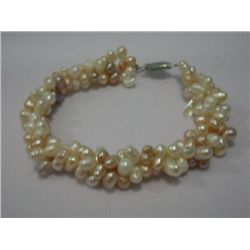 170CTW WHITE/PEACH/LAVANDER 3-STRANDS PEARL BRACELET