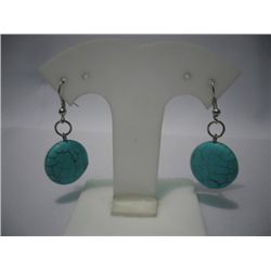 ROUND BLUE TURQUISE DANGLING EARRINGS