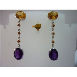 30.00 CTW AMETHYST AND CITRINE EARRING .925 STERLING SI