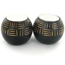 Mango Wood Candle Holder Pair (DEC-000774)