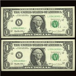 1999 $1 Star Fed Reserve Uncirculated Pair  (CUR-000991)