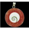 Image 1 : Sterling Red Coral & Shell Pendant (JEW-001923)