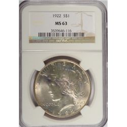 1922 PEACE DOLLAR NGC MS-63