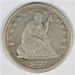 1877 SEATED QUARTER XF NICE
