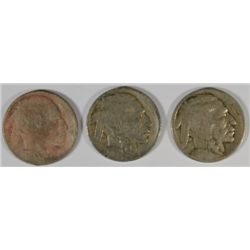3-DIFFERENT BUFFALO NICKELS ( 14,15,16-D) AG-GOOD