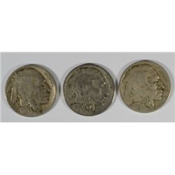 3-DIFFERENT BUFFALO NICKELS ( 16-S, 18-S, 19-D) GOOD