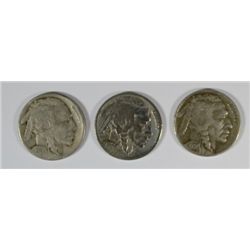 3-DIFFERENT BUFFALO NICKELS (24-S, 26-S, 31-S) GOOD-FINE