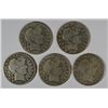 Image 1 : 5- DIFFERENT BARBER HALF DOLLARS GOOD ( 09-S, 10, 10-S, 11, 11-D)