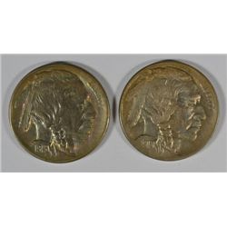 1913-D TYPE I BUFFALO NICKEL AU/UNC TONED & 1913-S I BUFFALO NICKEL AU/UNC TONED