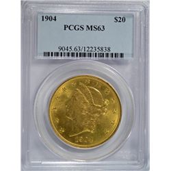1904 $20.00 GOLD LIBERTY PCGS MS63 NICE