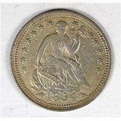 1854 HALF DIME NICE XF