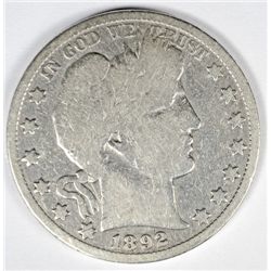 1892-O BARBER HALF DOLLAR GOOD+, KEY COIN