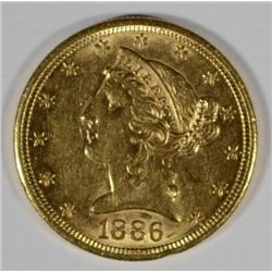 1886-S $5 GOLD LIBERTY XF