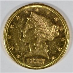 1887-S $5 GOLD LIBERTY XF