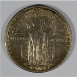 1917 TYPE 1 STANDING LIBERTY QUARTER AU TONED