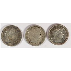 1894 FINE, 1907-O FINE, 1912 AU BARBER DIMES
