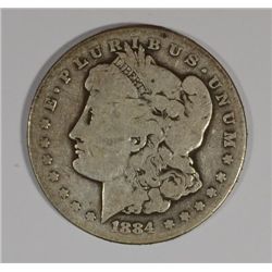 1884-CC MORGAN SILVER DOLLAR, VG   SCARCE