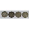 4- DIFFERENT DATED THREE CENT NICKELS (65,66, 67, 68) G/F