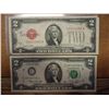 1928-G & 1976 $2 US NOTES 1-RED SEAL, 1-GREEN SEAL