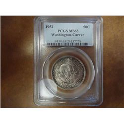 1952 WASHINGTON/CARVER HALF DOLLAR PCGS MS63