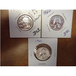 1960,62&63 PROOF WASHINGTON SILVER QUARTERS