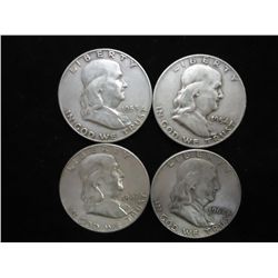 1953-D,54-D,60 & 62-D FRANKLIN HALF DOLLARS