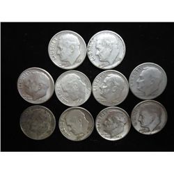10 ASSORTED SILVER ROOSEVELT DIMES
