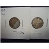 Image 1 : 1913 (FINE) & 14 (FINE) BARBER DIMES