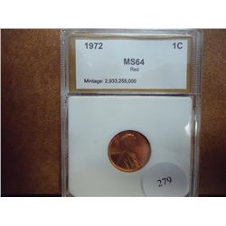 1972 LINCOLN CENT PCI MS64 RED