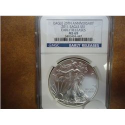 2011 AMERICAN SILVER EAGLE NGC MS69 EARLY RELEASES