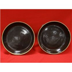 Stoneware pie plates, Albany slip