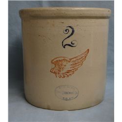 2 gal RW crock w 4” wing, small hairline