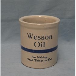 RW advertising beater jar " Wesson Oil, for making good things to eat"