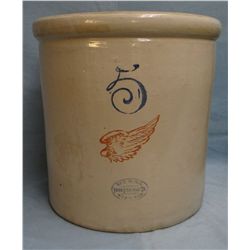 5 gal RW crock w 4” wing, small chip inside lip