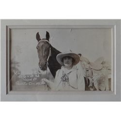 Vintage photo of 1925 Pendleton Roundup Queen, 5.5” x 3.5”, framed