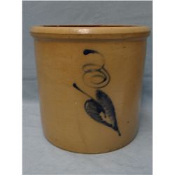 3 gal RW salt glaze crock leaf, bottom marked Minn. Stoneware, hair line