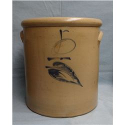 5 gal RW salt glaze crock leaf w/ handles, mint