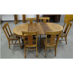 Fancy oak paw foot 48” dining table w/6 chairs, 3 leaves, expands to 72”, Nice!