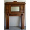 Image 1 : Oak fireplace mantel, bev. mirror, fancy carving, 80”h x 54”w