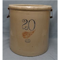 20 gal RW crock, 6" wing, 1 hairline, good condition