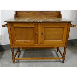 Marble-top wash stand w/ towel bars