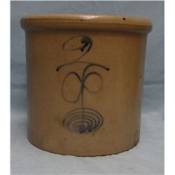 2 gal RW salt glaze crock double P bee sting, botton marked Minn.Stoneware, near mint