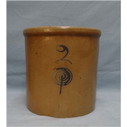 2 gal RW salt glaze crock, sm. chip- bottom & inside lip